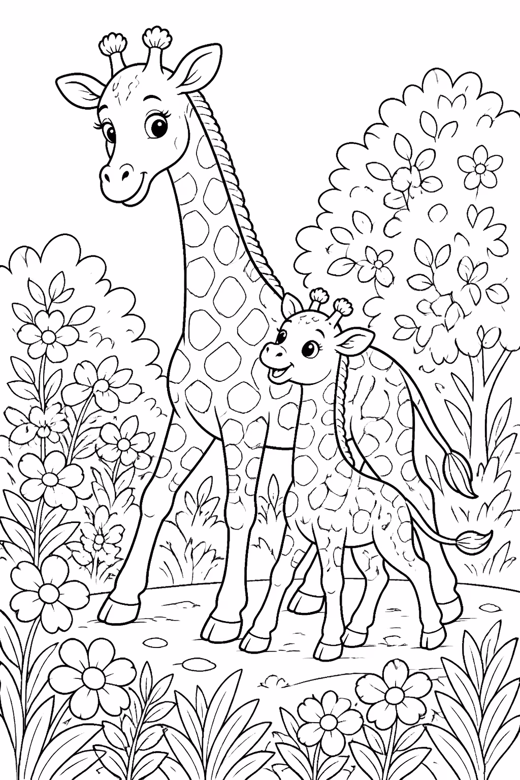 Girafas para colorir — desenho para imprimir