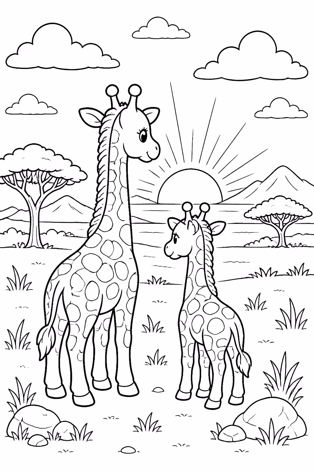 Girafas para colorir — desenho para imprimir