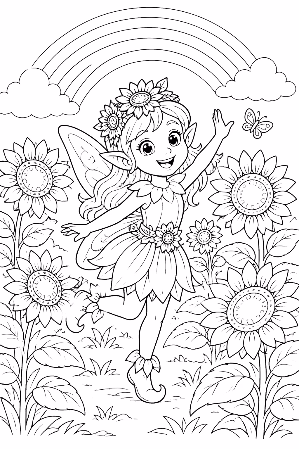 Girassol para colorir — desenho para imprimir