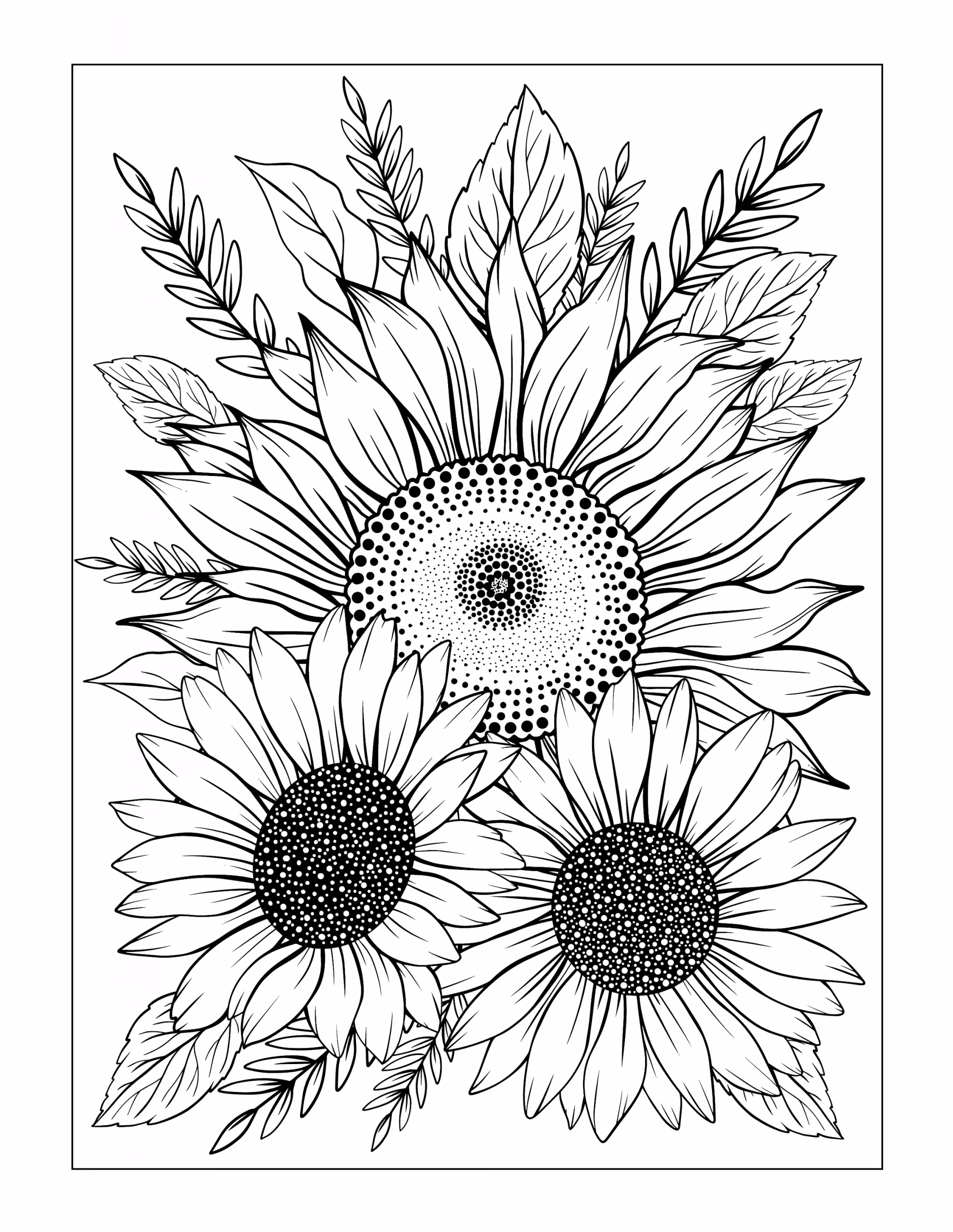 Girassol para colorir — desenho para imprimir