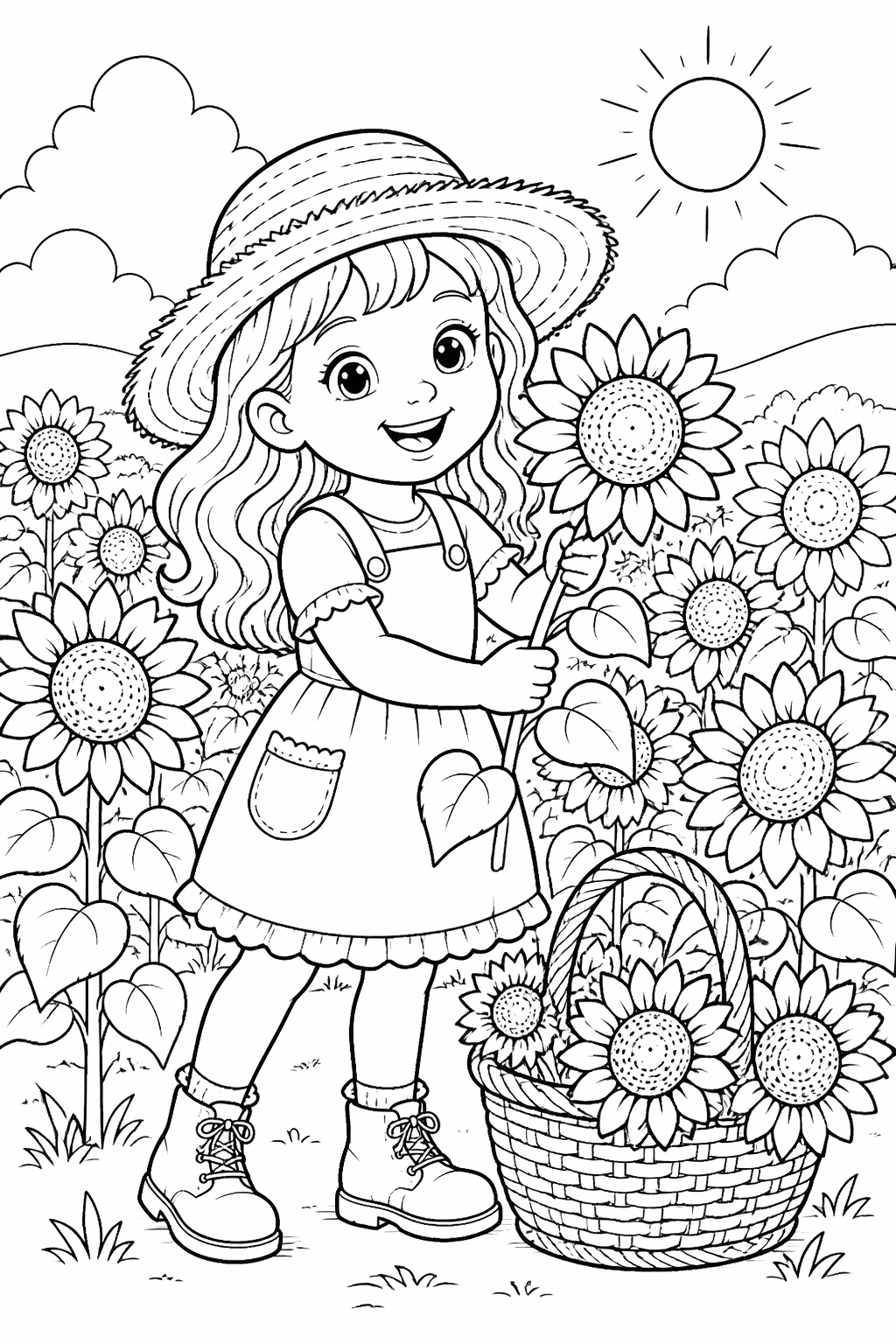 Girassol para colorir — desenho para imprimir