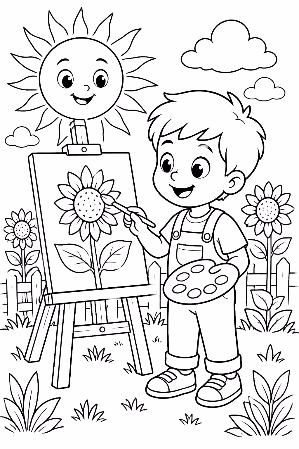 Girassol para colorir — desenho para imprimir