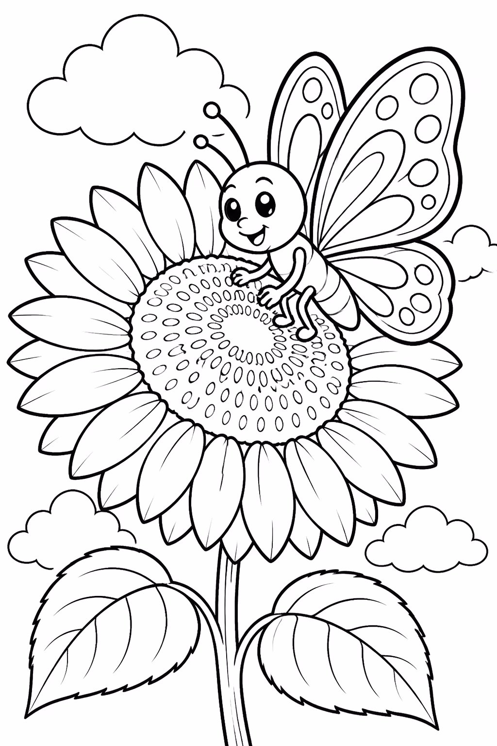 Girassol para colorir — desenho para imprimir