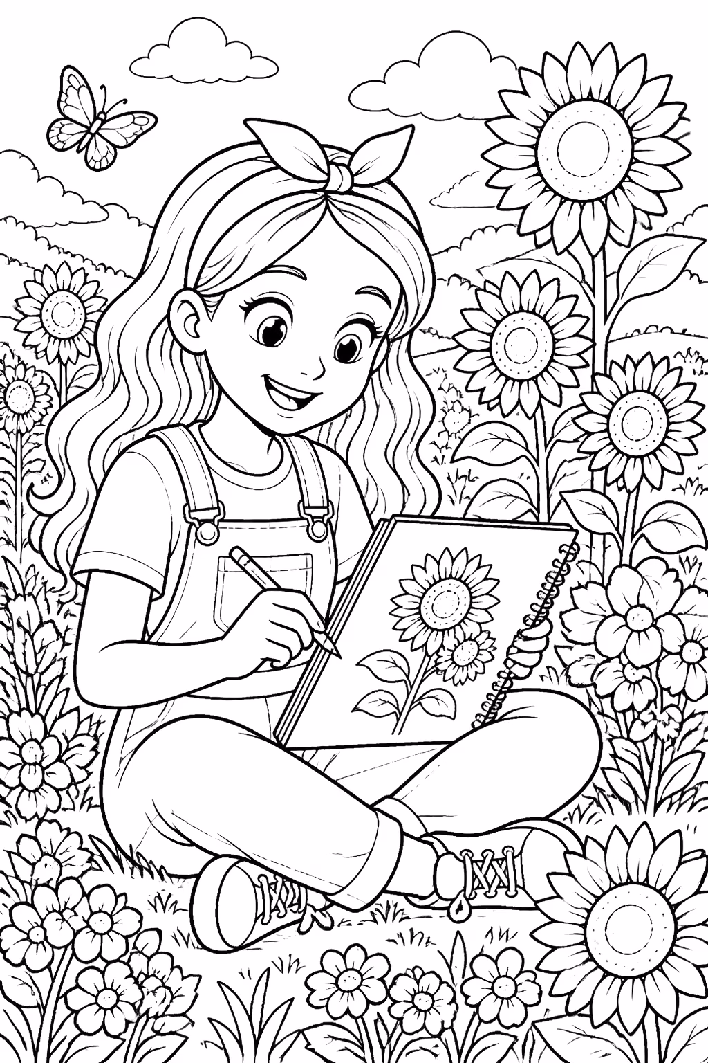 Girassol para colorir — desenho para imprimir