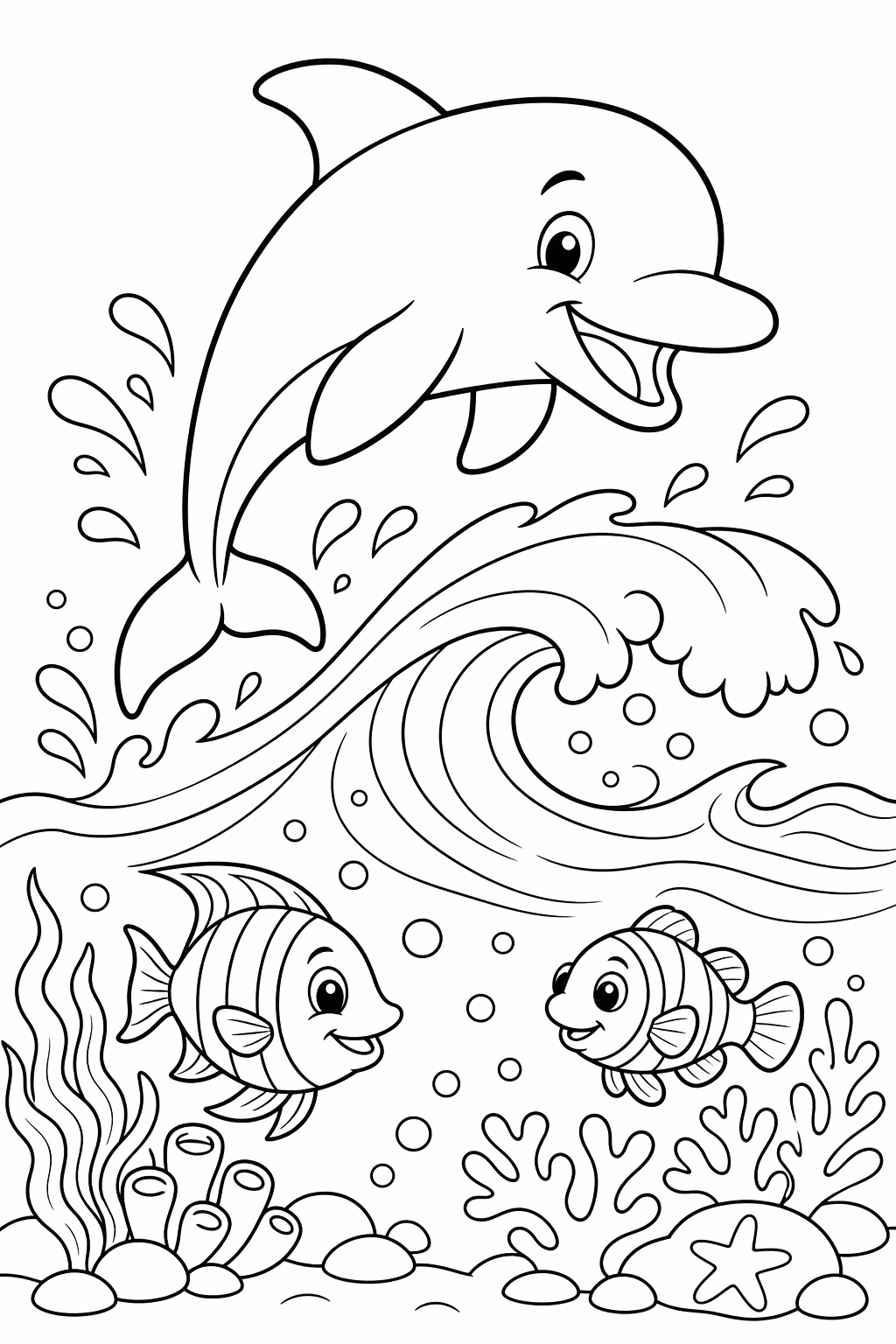 Golfinhos para colorir — desenho para imprimir