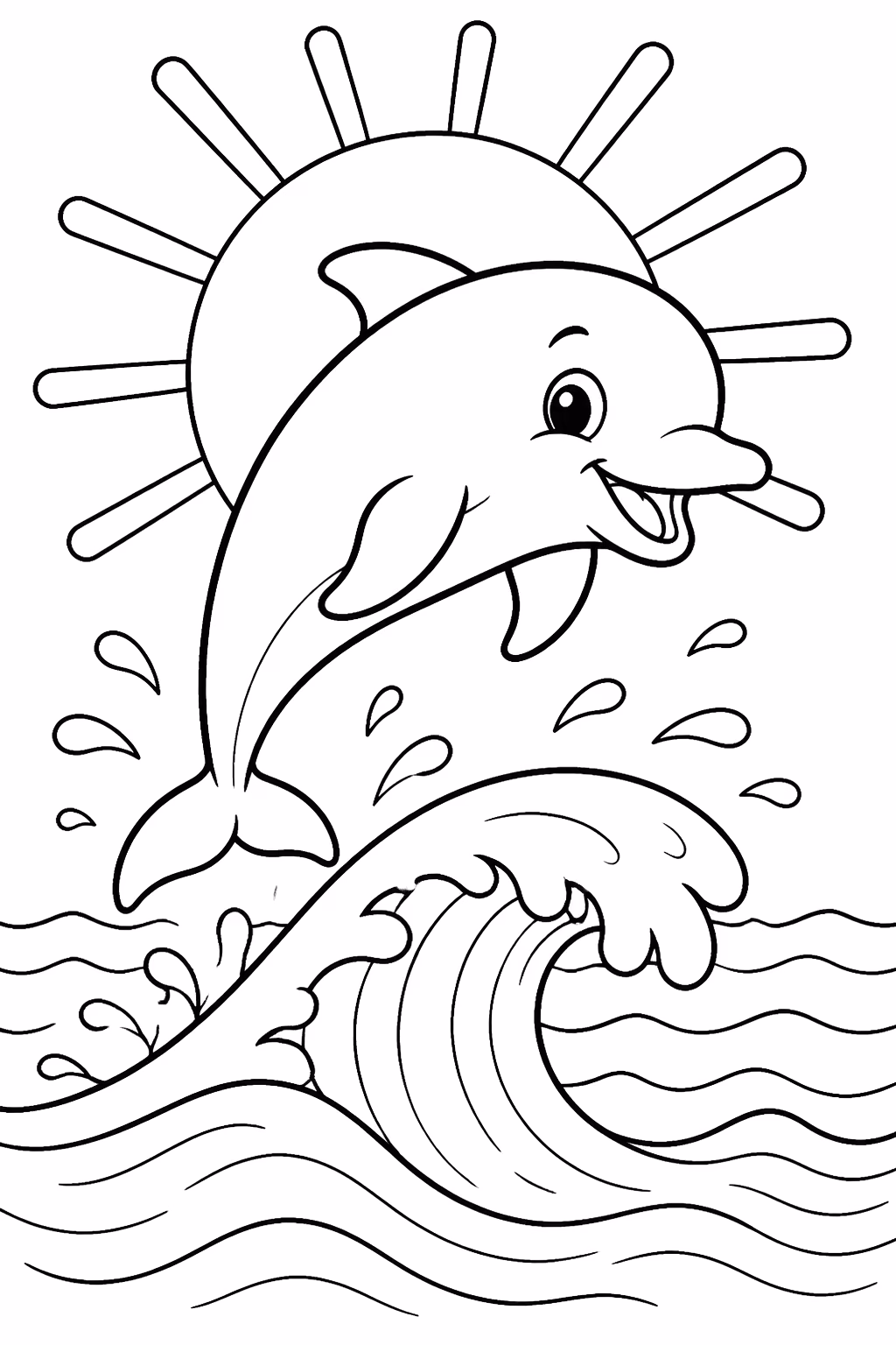 Golfinhos para colorir — desenho para imprimir