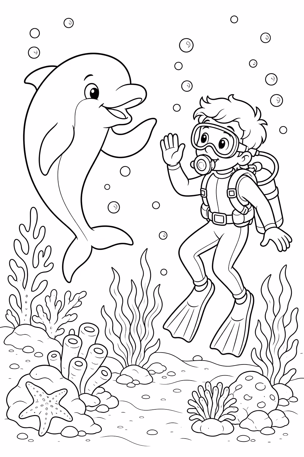 Golfinhos para colorir — desenho para imprimir