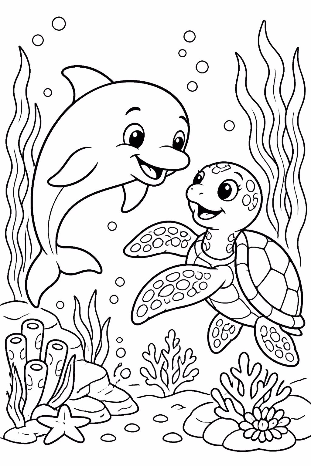 Golfinhos para colorir — desenho para imprimir