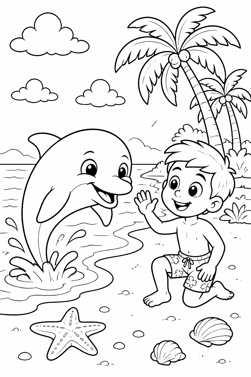 Golfinhos para colorir — desenho para imprimir