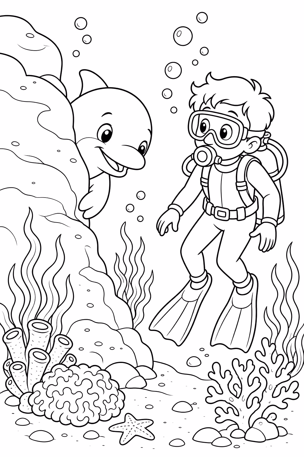 Golfinhos para colorir — desenho para imprimir