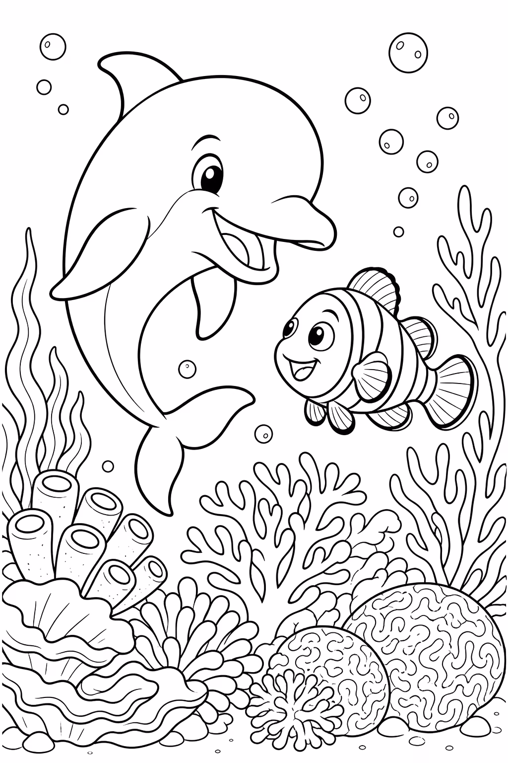 Golfinhos para colorir — desenho para imprimir