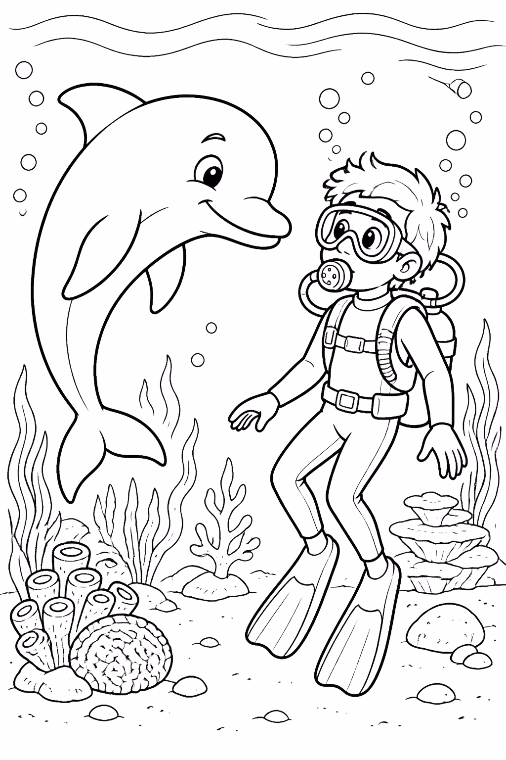 Golfinhos para colorir — desenho para imprimir
