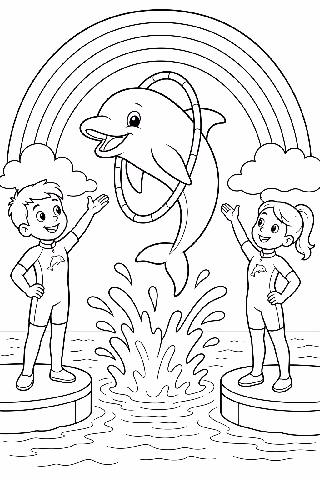 Golfinhos para colorir — desenho para imprimir