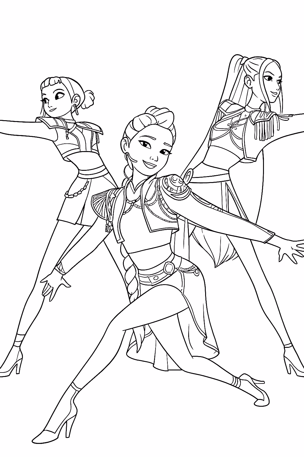 Guerreiras do k pop para colorir — desenho para imprimir