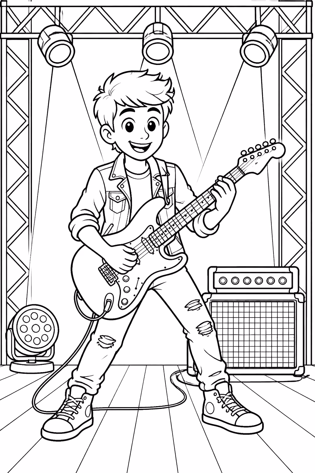 Guitarra para colorir — desenho para imprimir