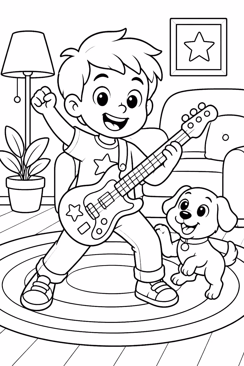 Guitarra para colorir — desenho para imprimir