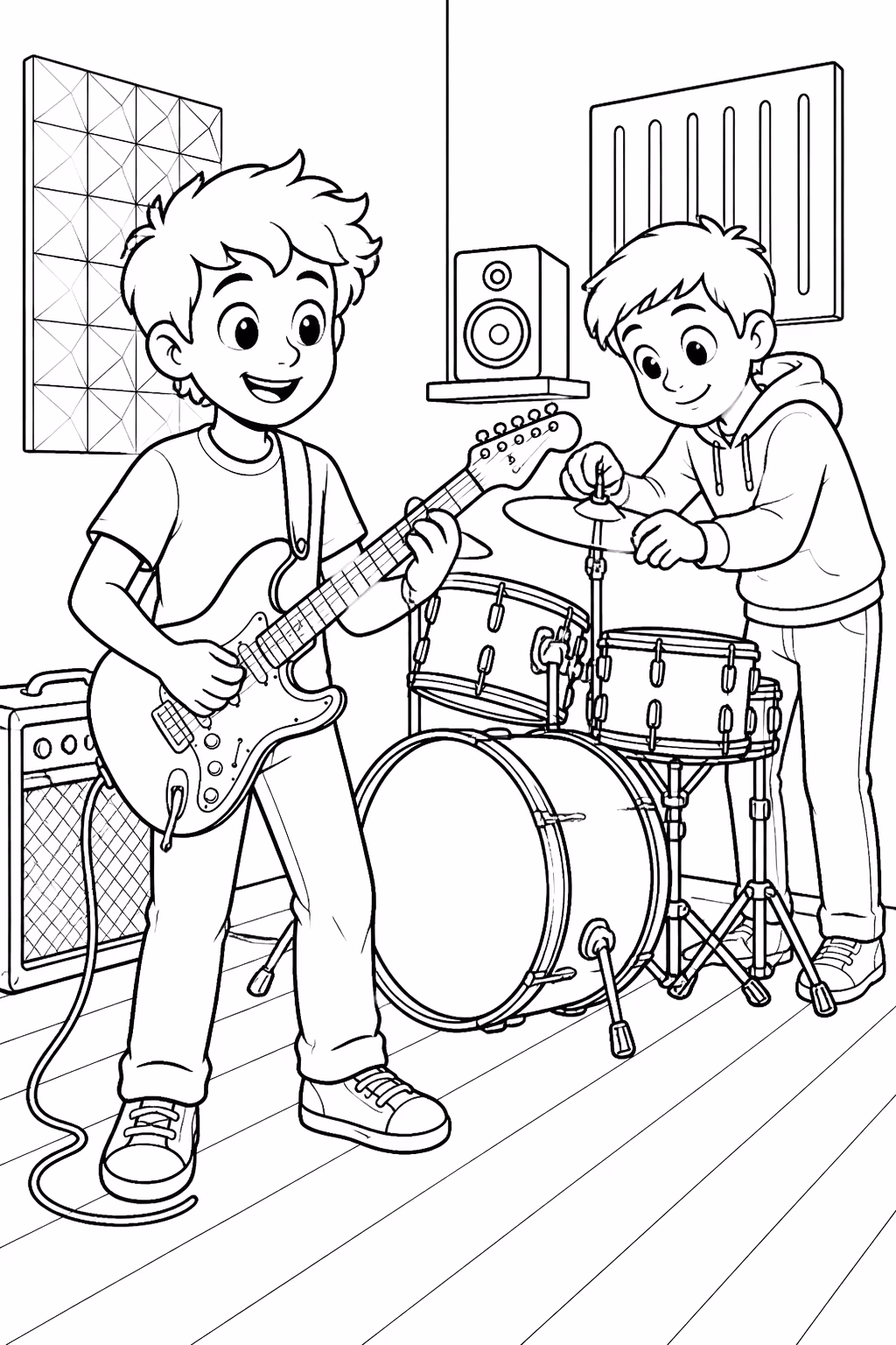 Guitarra para colorir — desenho para imprimir