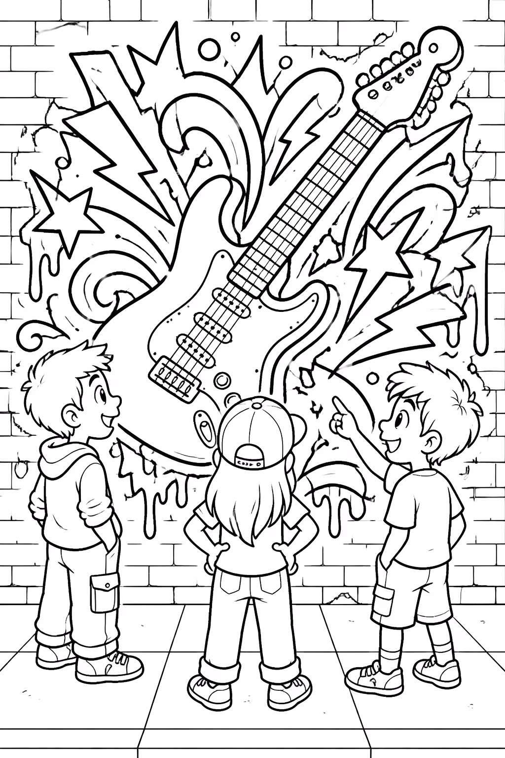 Guitarra para colorir — desenho para imprimir