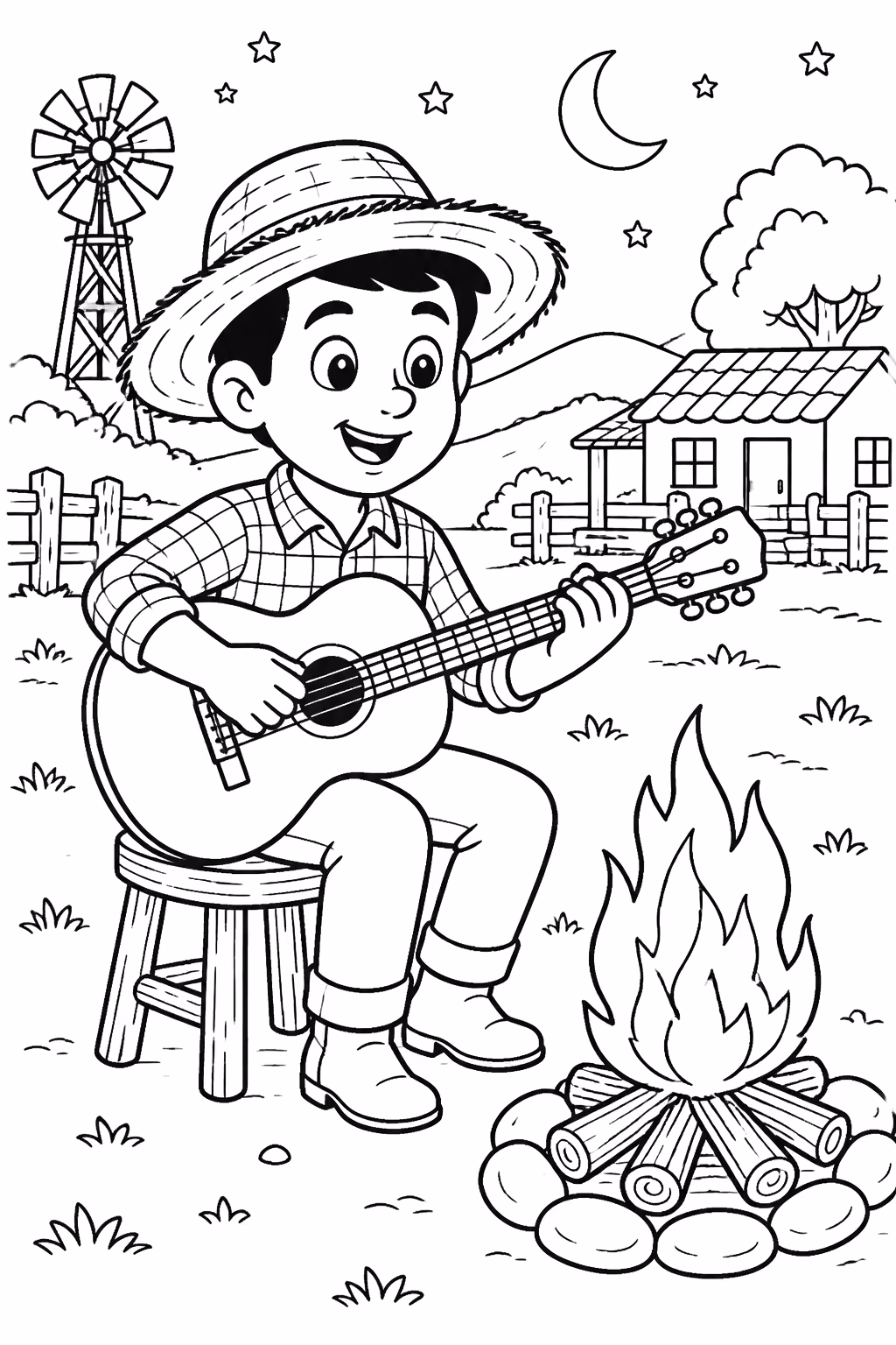 Guitarra para colorir — desenho para imprimir