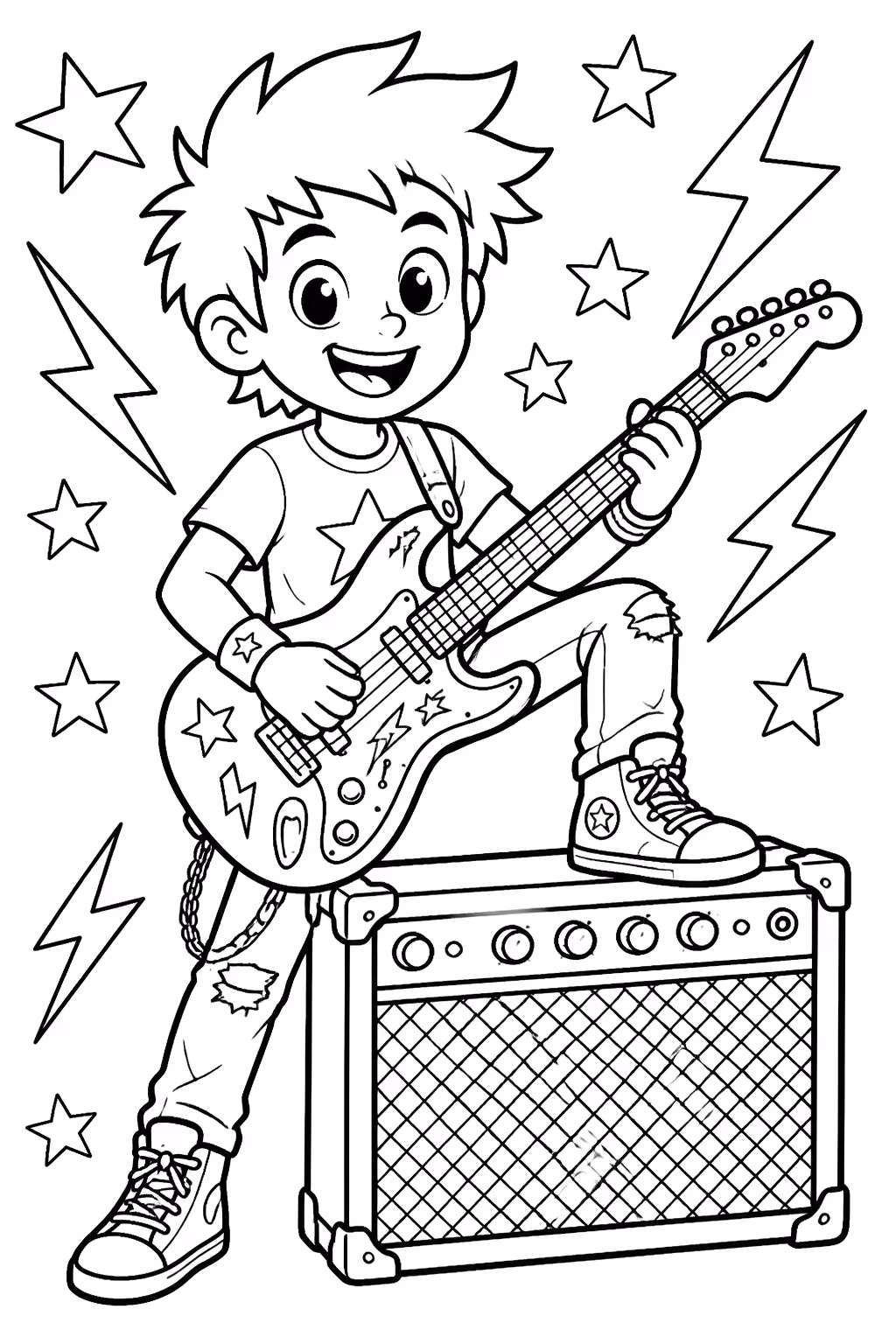 Guitarra para colorir — desenho para imprimir
