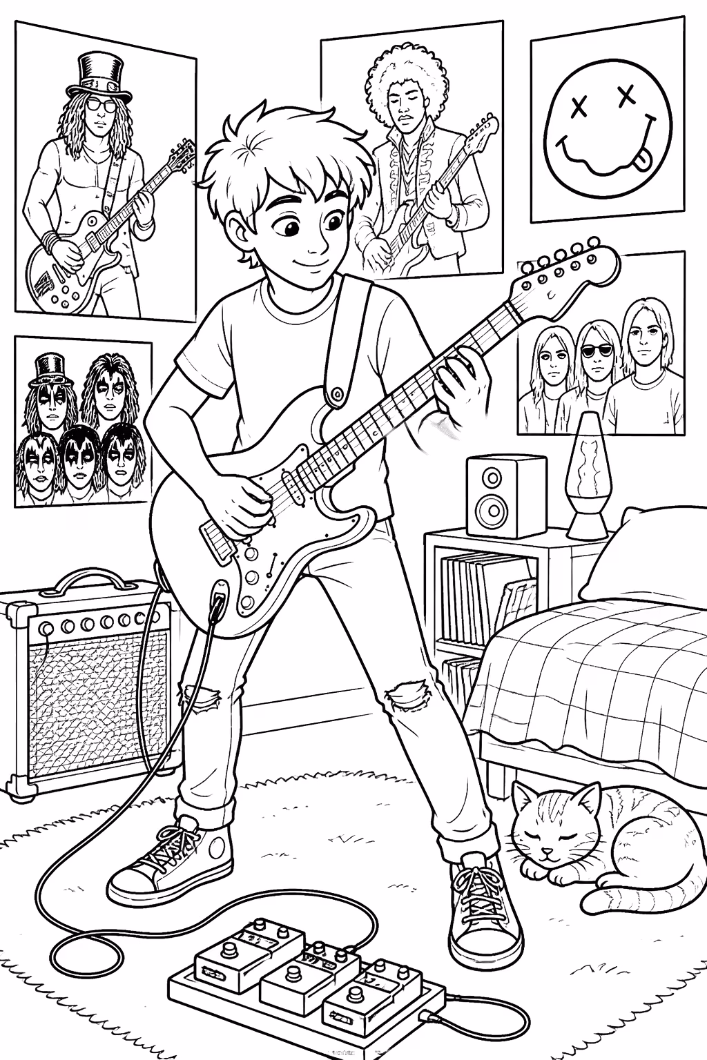 Guitarra para colorir — desenho para imprimir