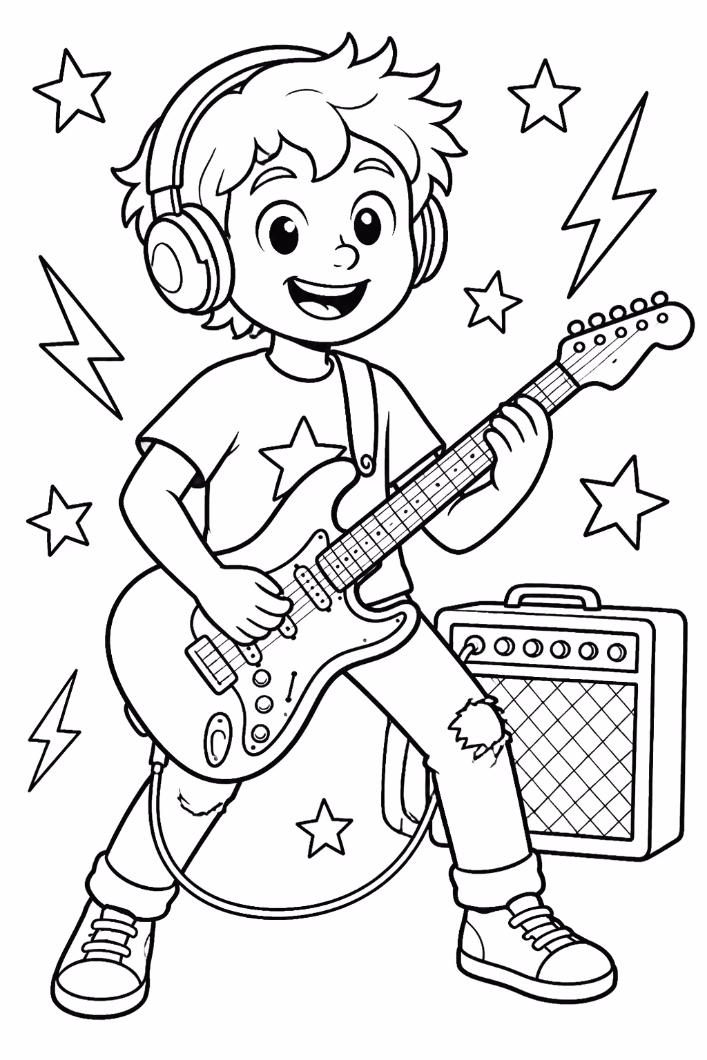Guitarra para colorir — desenho para imprimir