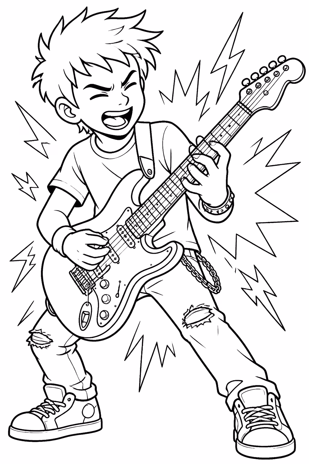 Guitarra para colorir — desenho para imprimir