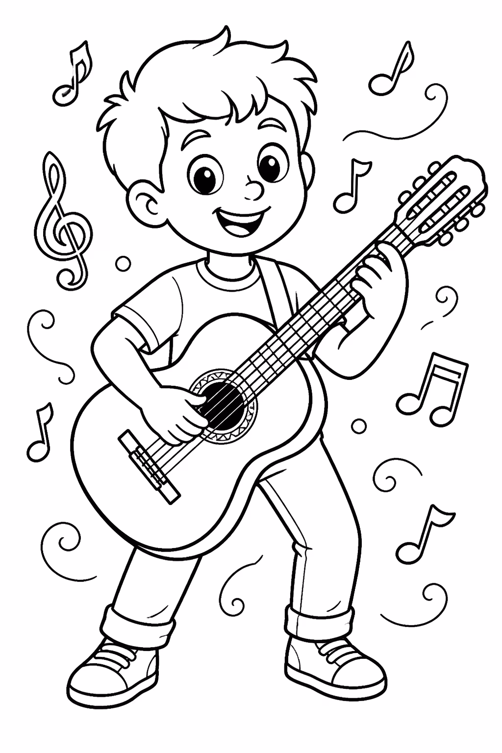 Guitarra para colorir — desenho para imprimir