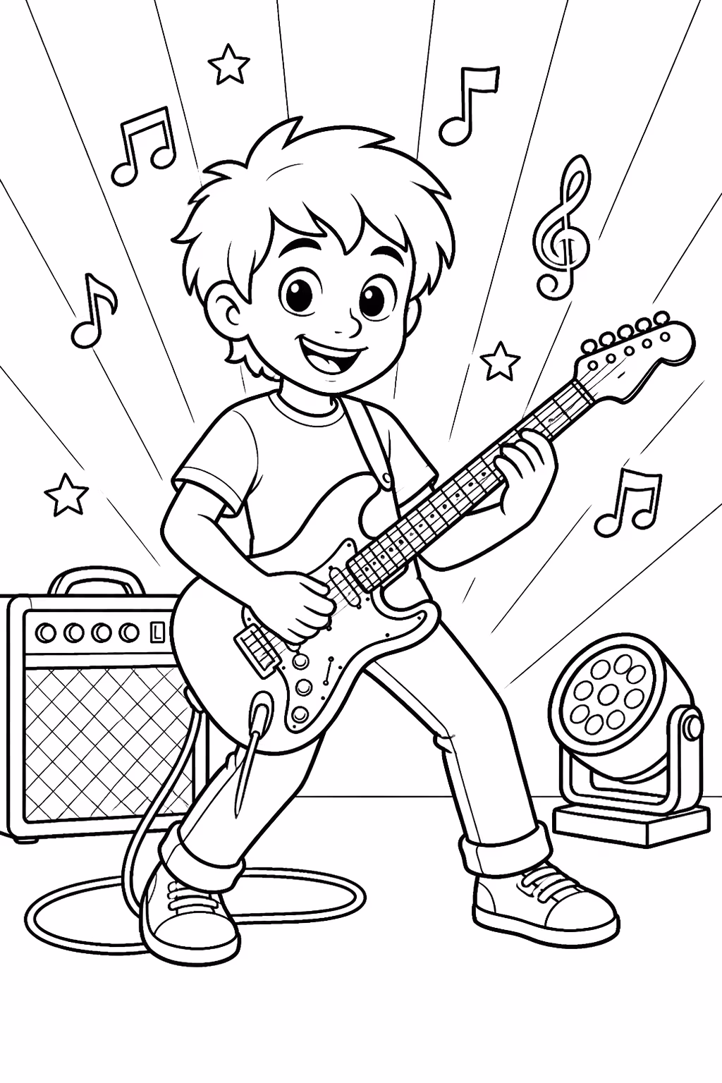 Guitarra para colorir — desenho para imprimir