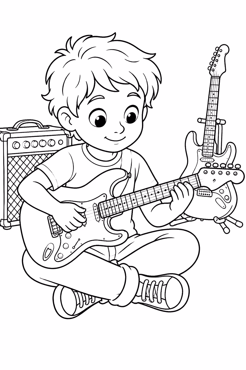 Guitarra para colorir — desenho para imprimir