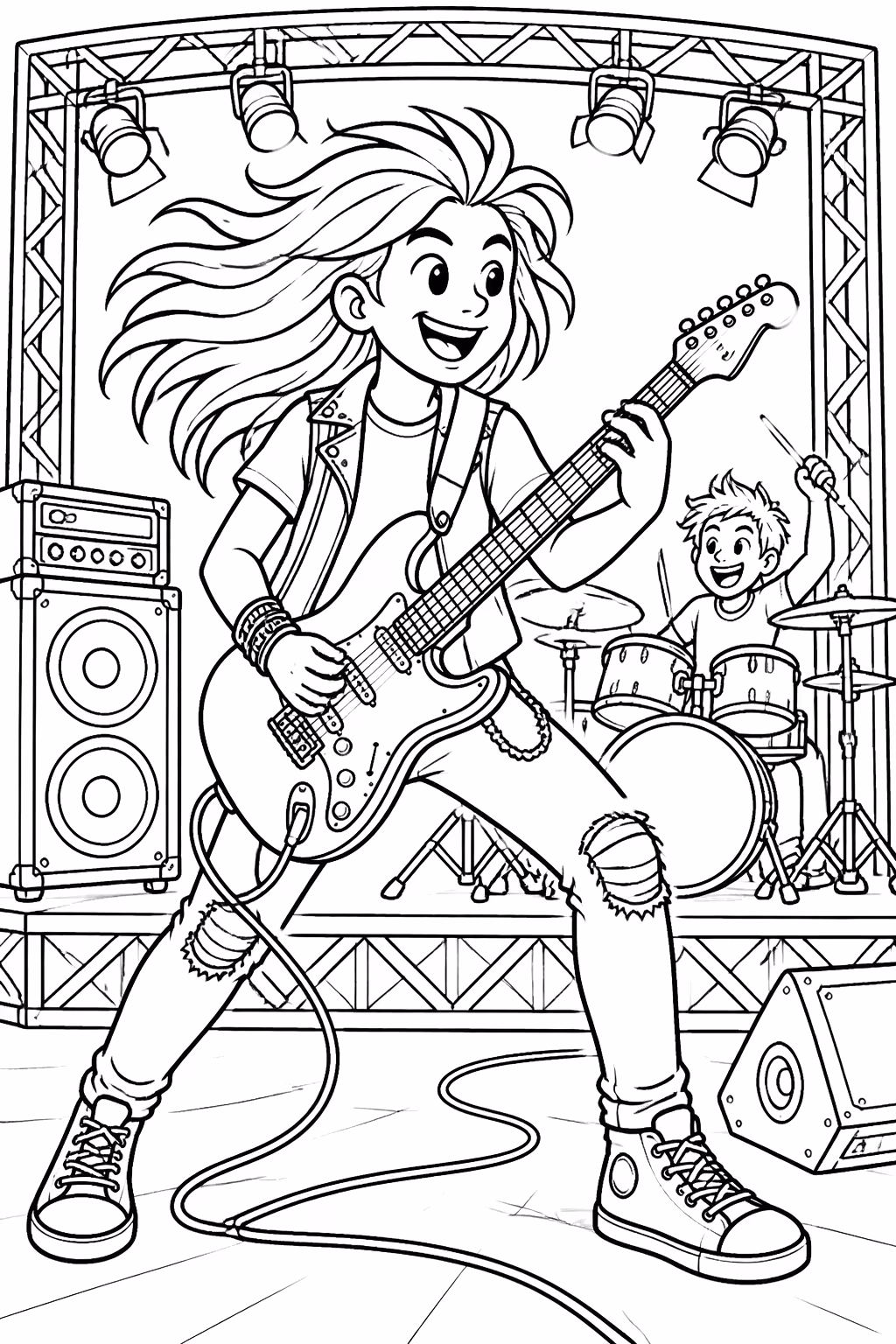 Guitarra para colorir — desenho para imprimir