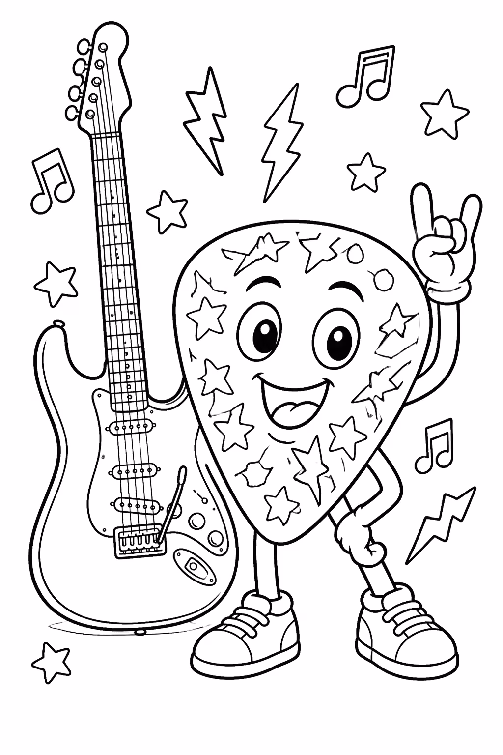 Guitarra para colorir — desenho para imprimir