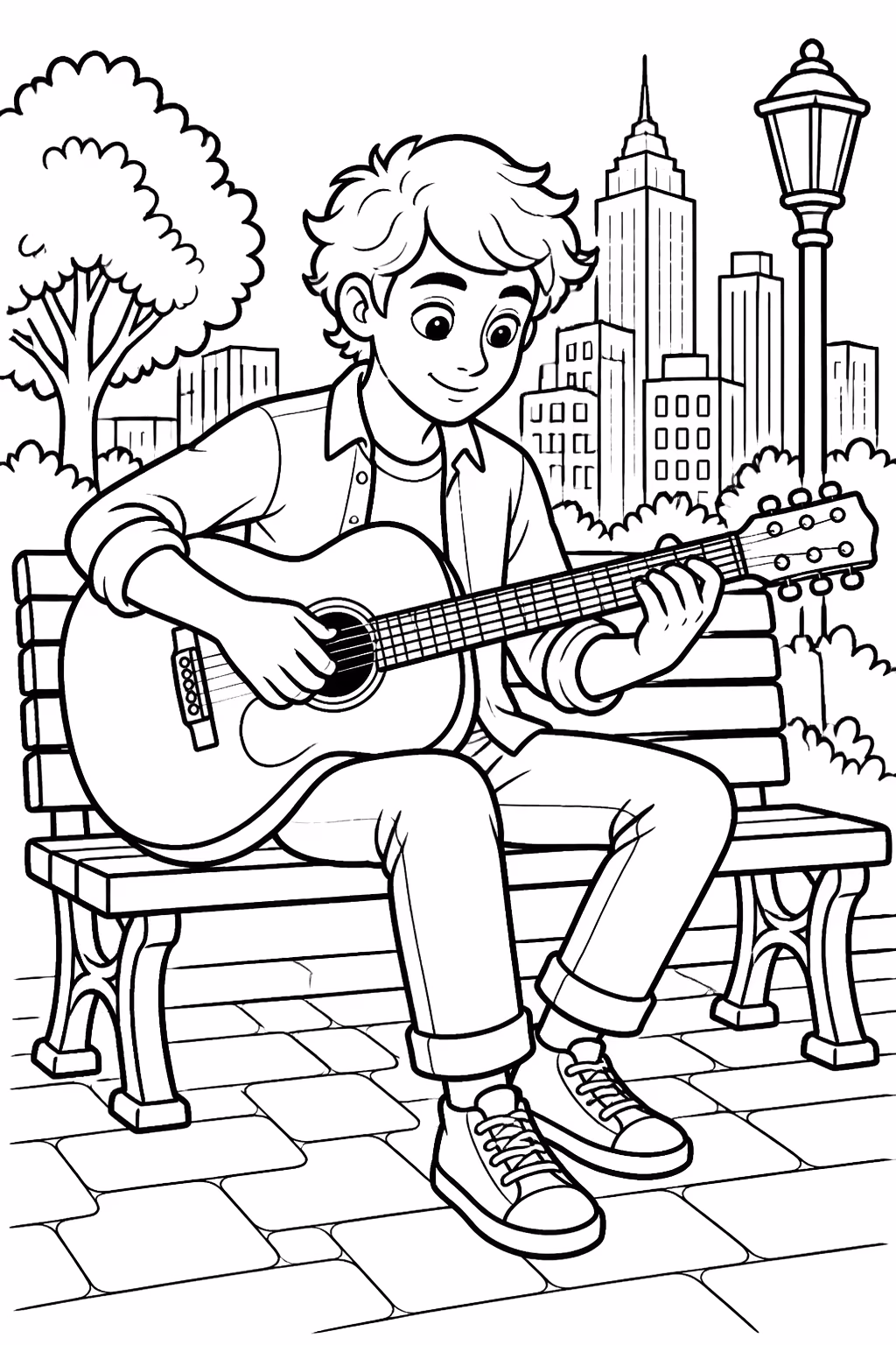 Guitarra para colorir — desenho para imprimir