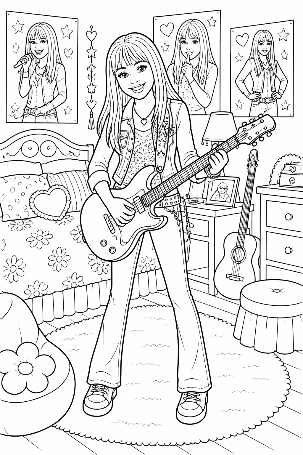 Hannah montana para colorir — desenho para imprimir