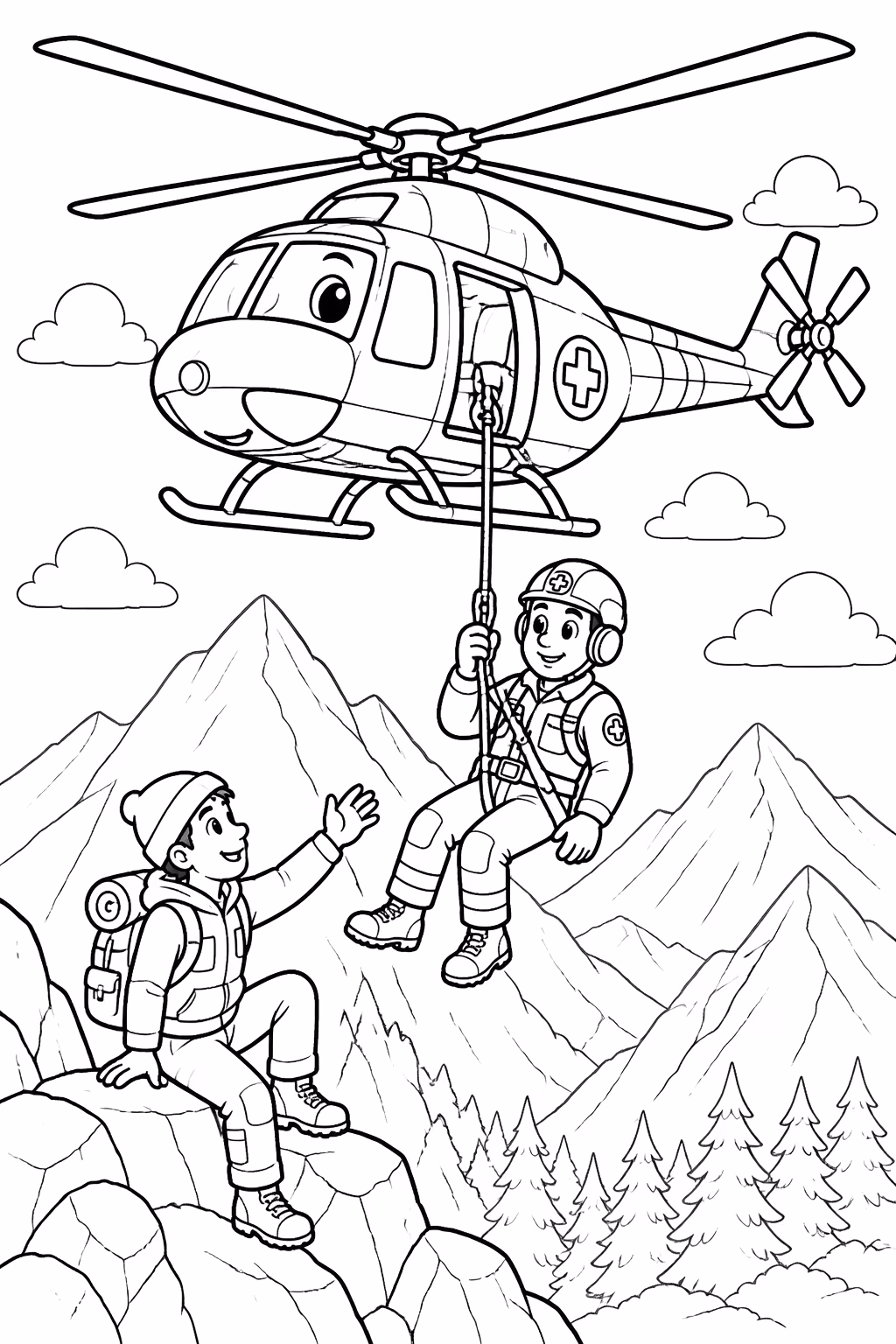 Helicopteros para colorir — desenho para imprimir