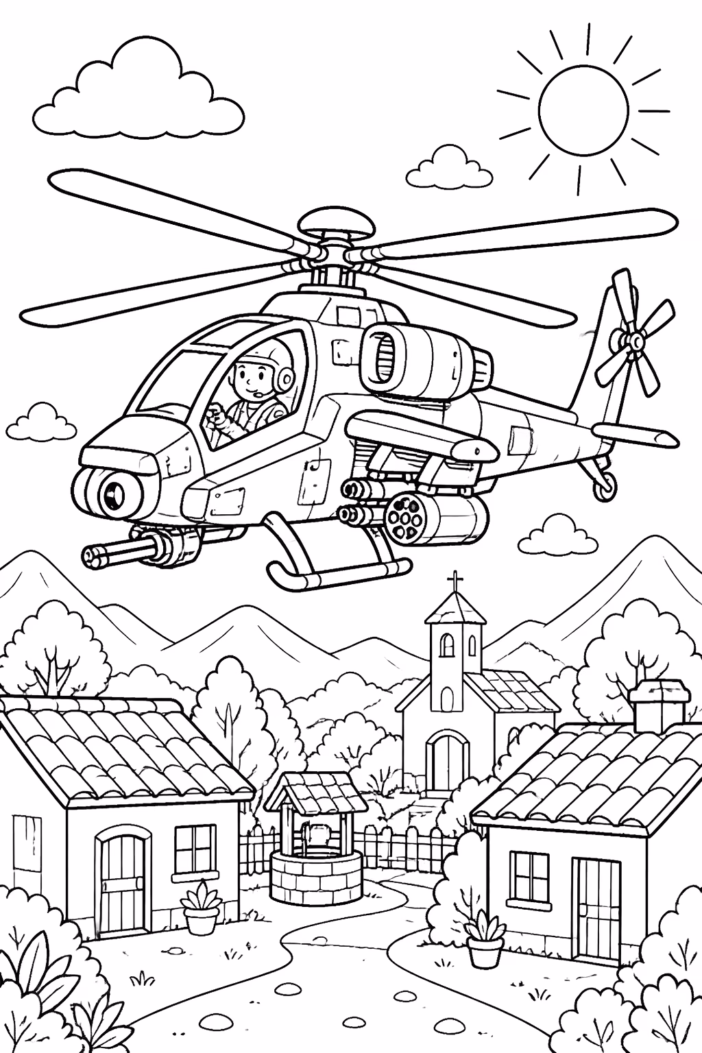 Helicopteros para colorir — desenho para imprimir
