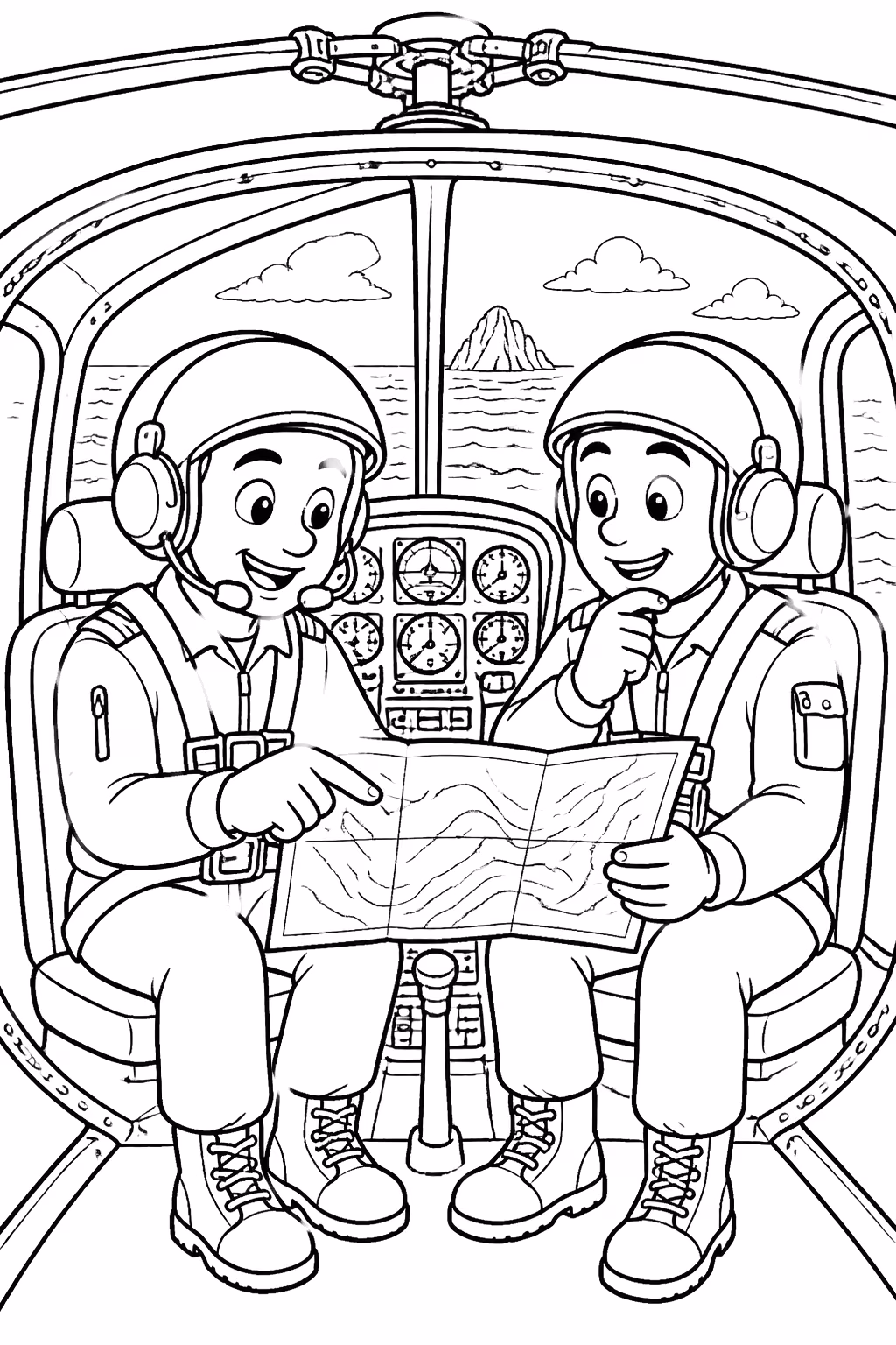 Helicopteros para colorir — desenho para imprimir