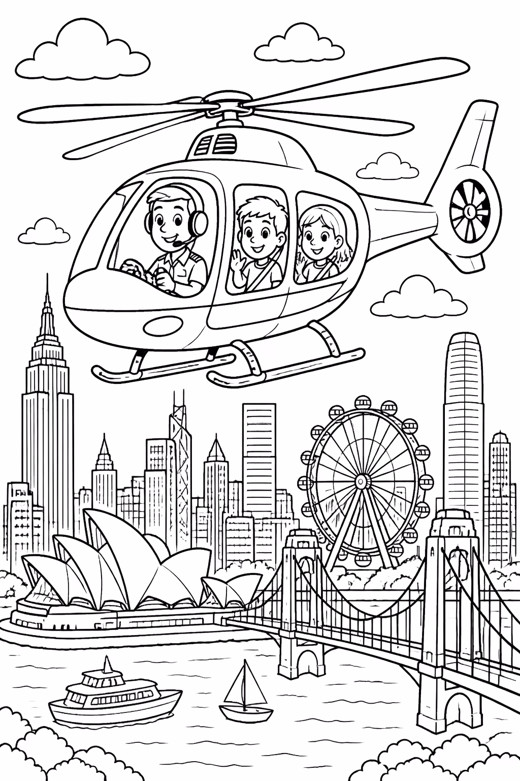Helicopteros para colorir — desenho para imprimir