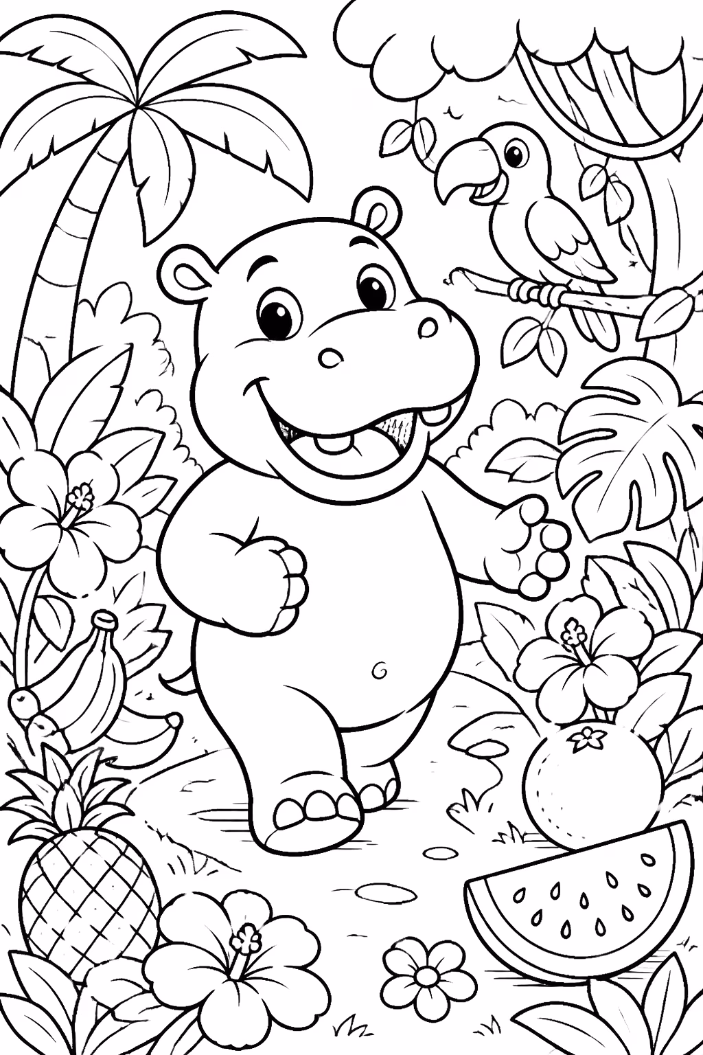 Hipopotamo para colorir — desenho para imprimir