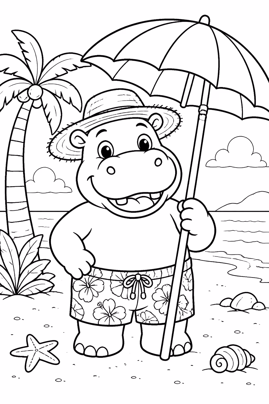 Hipopotamo para colorir — desenho para imprimir