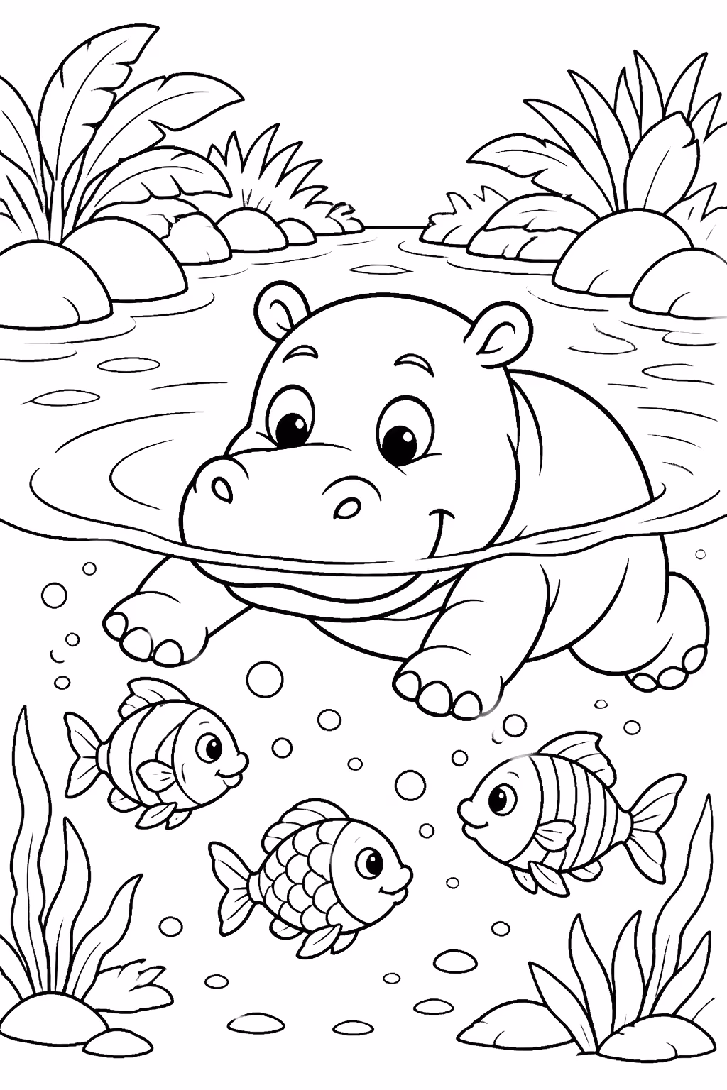 Hipopotamo para colorir — desenho para imprimir