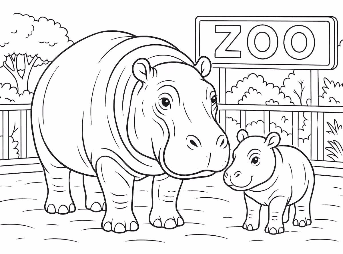 Hipopotamo para colorir — desenho para imprimir