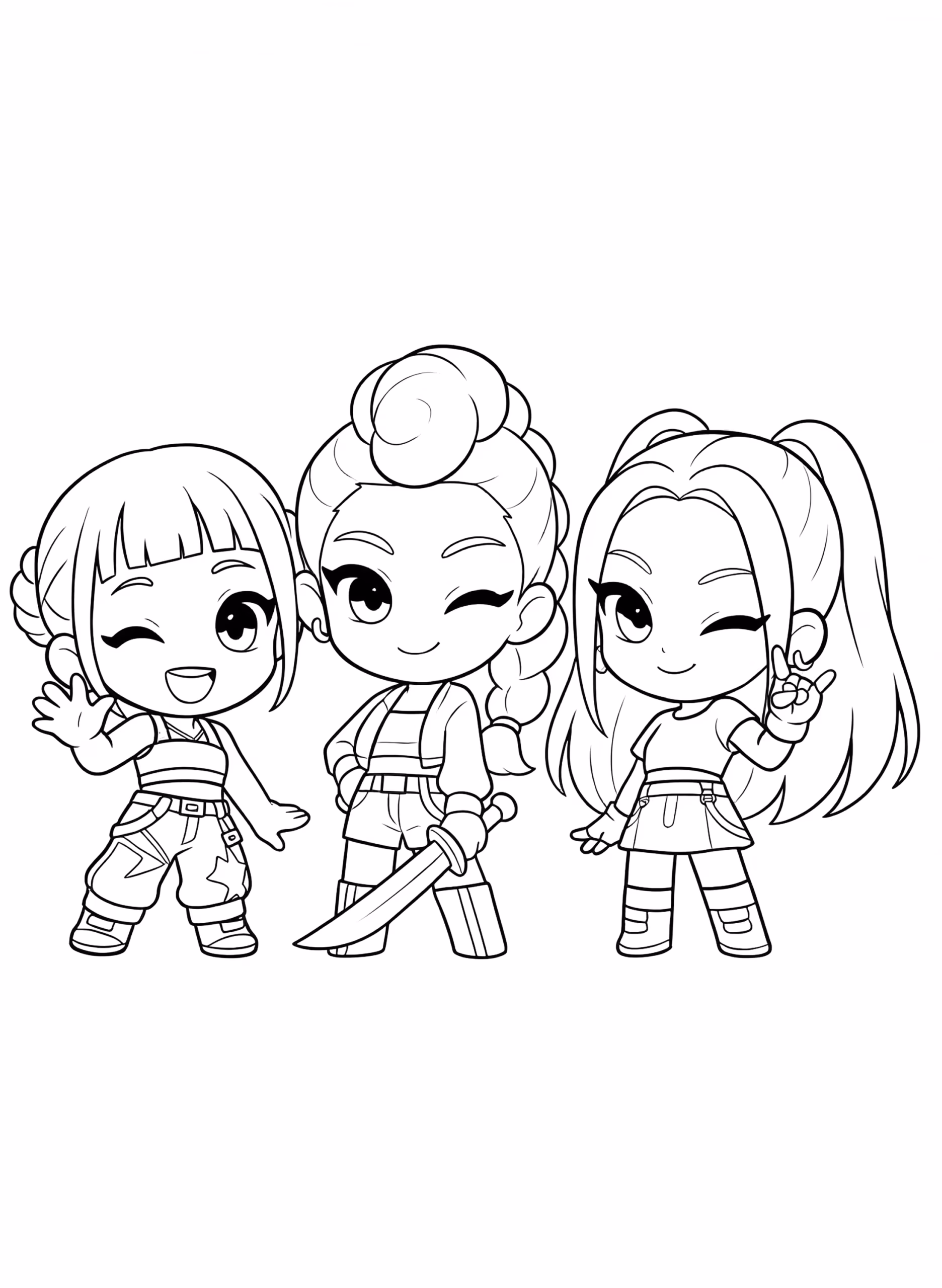 Huntrix para colorir — desenho para imprimir