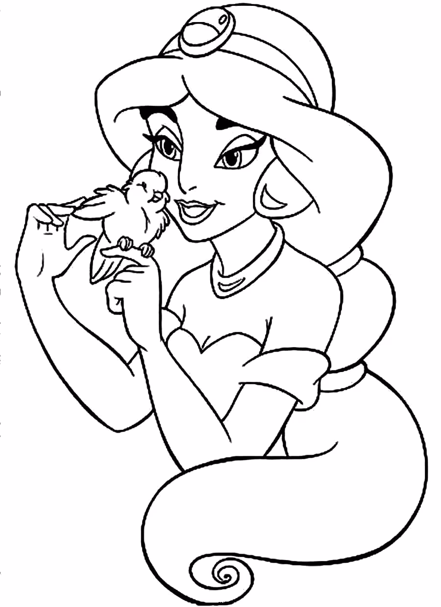 Jasmine para colorir — desenho para imprimir