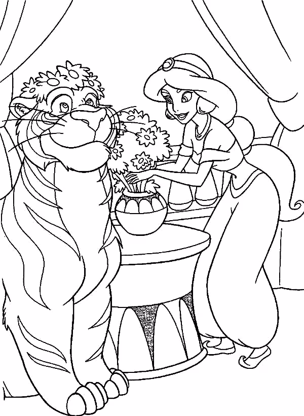 Jasmine para colorir — desenho para imprimir