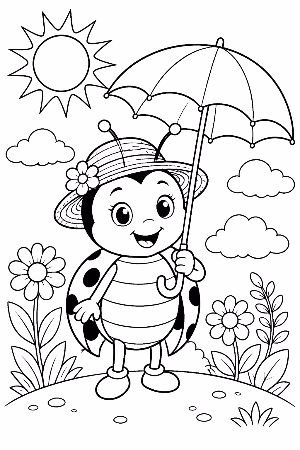 Joaninha para colorir — desenho para imprimir