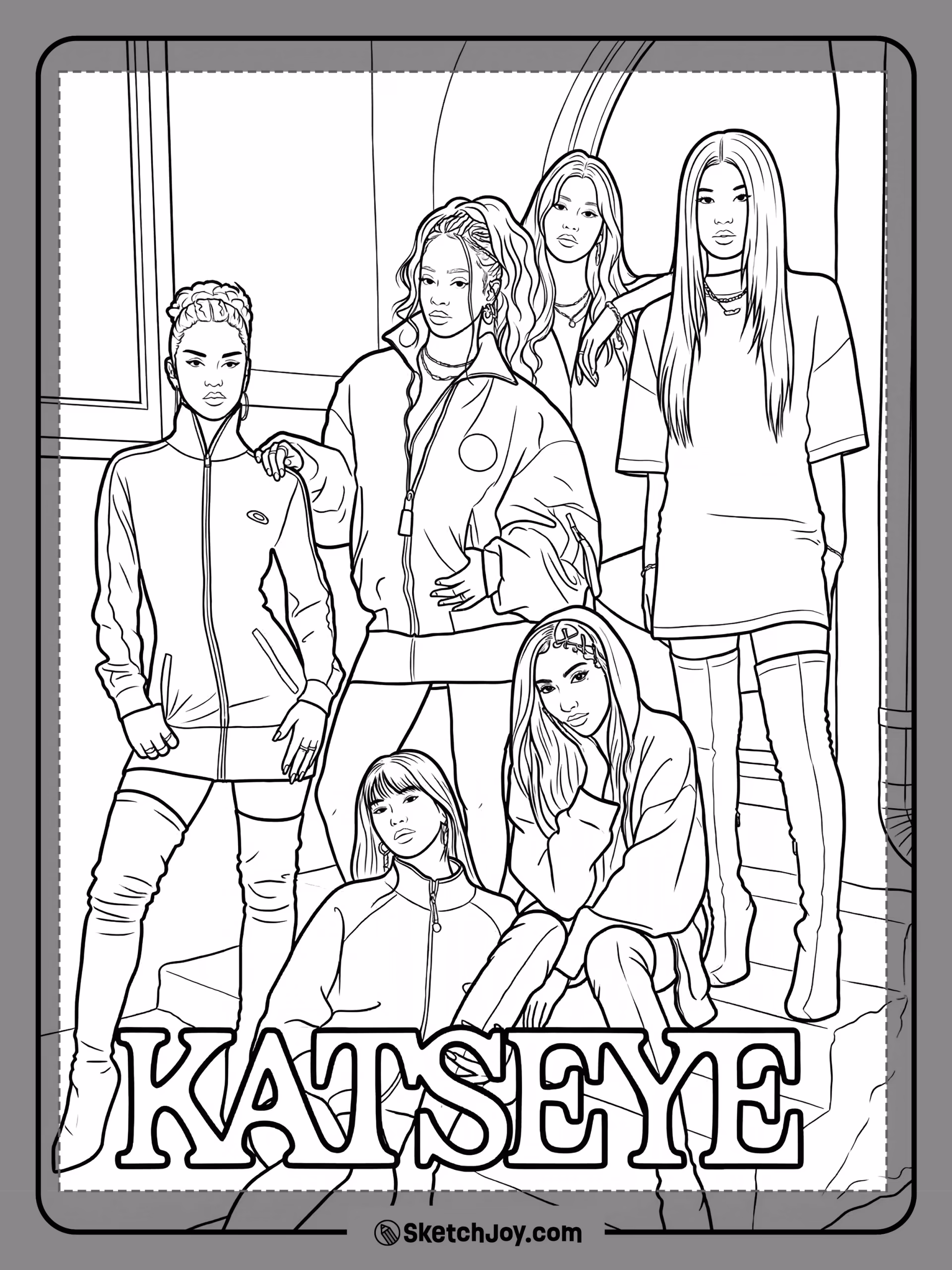Katseye para colorir — desenho para imprimir