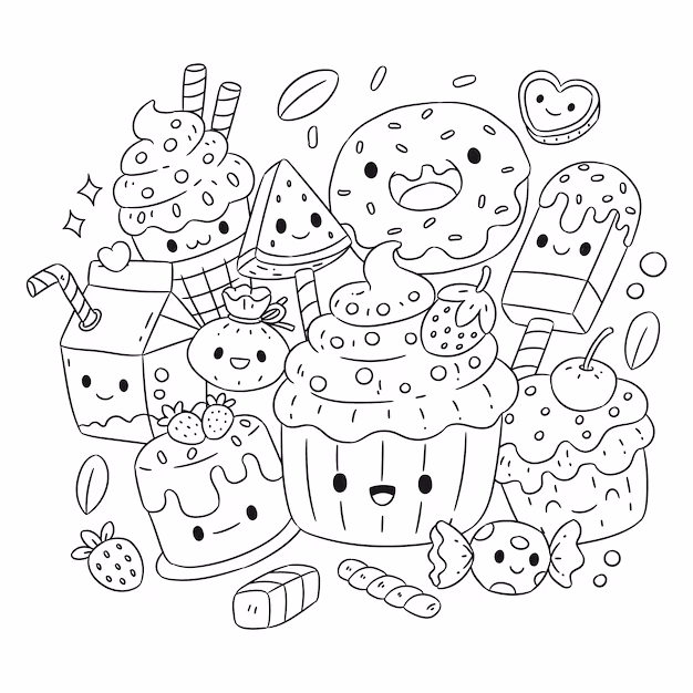Kawaii para colorir — desenho para imprimir