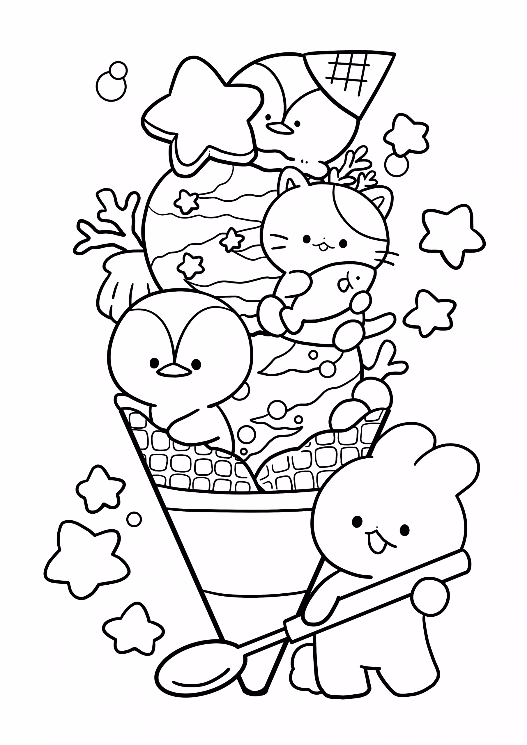 Kawaii para colorir — desenho para imprimir