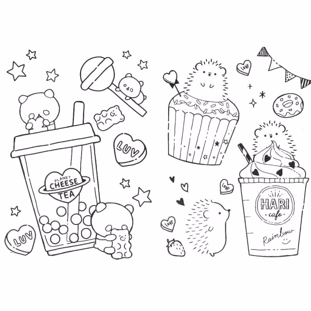Kawaii para colorir — desenho para imprimir